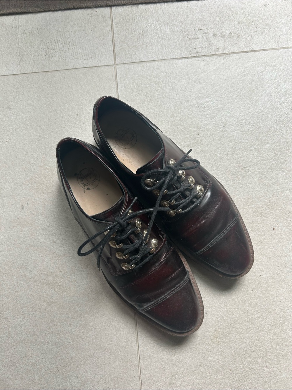 Massimo Dutti Women's Burgundy Oxfords
